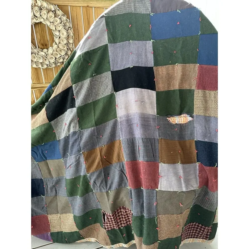 VTG Handmade Wool PATCHWORK Suit QUILT 40’s Primitive Rustic Farmhouse Country